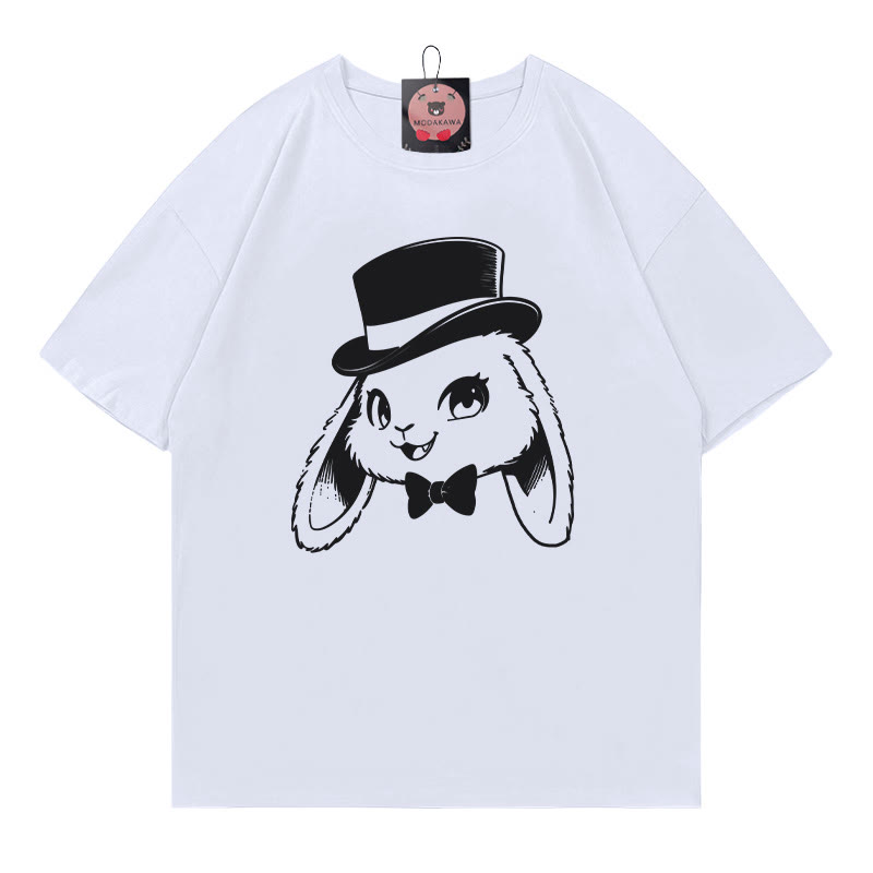 IMODAKAWA T-Shirt mit elegantem Hasenmuster - White - 5XL - image 3