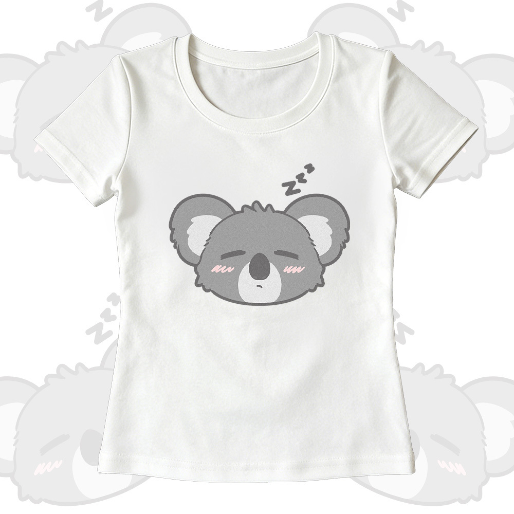 Koala-Grafik-T-Shirt mit U-Ausschnitt, weite Hose, passendes Outfit von Modakawa - White T-shirt - XL - image 3
