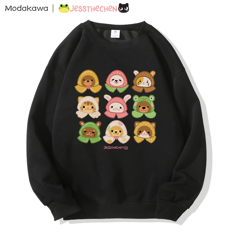 MODAKAWA X jessthechen Sweatshirt mit Tierprint im Graffiti-Stil und Rundhalsausschnitt - Black - 3XL - image 4