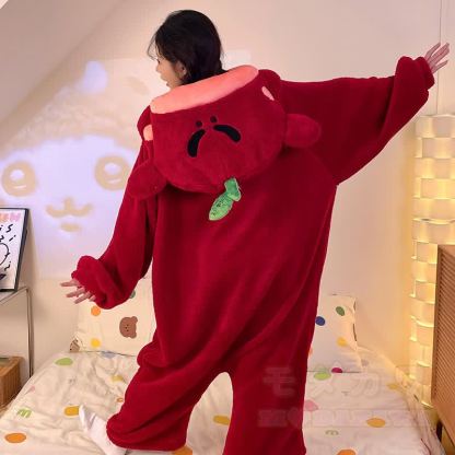 Plüsch-Kapuzen-Einteiler mit Fruchtmonster-Motiv - image 7