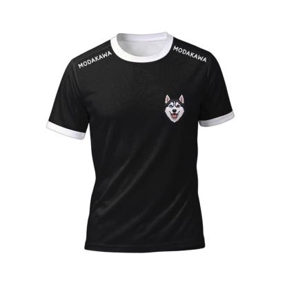 Sport-T-Shirt mit Husky-Motiv, Shorts mit Kordelzug, Modakawa-Partnerlook - Black Top - 5XL - image 4