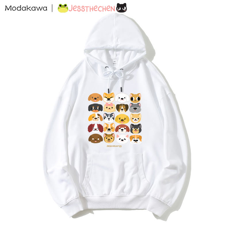 MODAKAWA X jessthechen Lockerer Hoodie im Graffiti-Stil mit Welpendruck - White - 5XL - image 3