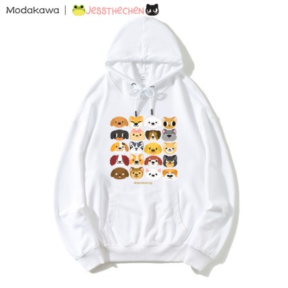 MODAKAWA X jessthechen Lockerer Hoodie im Graffiti-Stil mit Welpendruck - White - 5XL - image 3