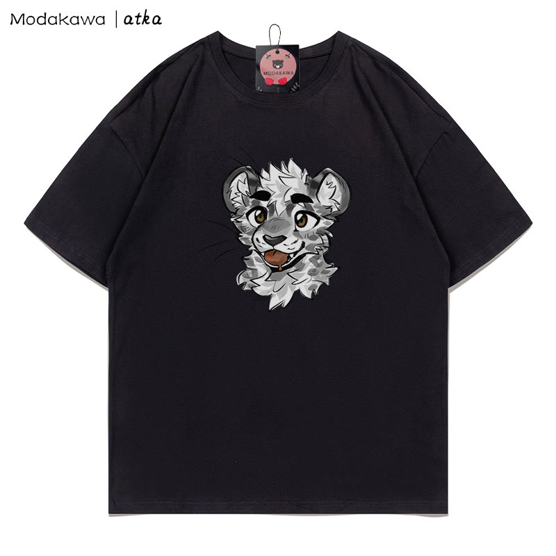 MODAKAWA X atka – T-Shirt mit frechem Tigergesicht und Grafik - Black - 5XL - image 5