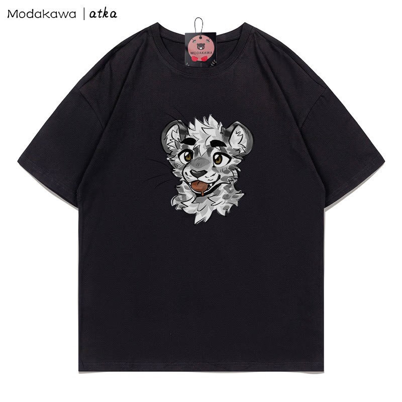 MODAKAWA X atka – T-Shirt mit frechem Tigergesicht und Grafik - Black - 5XL - image 5