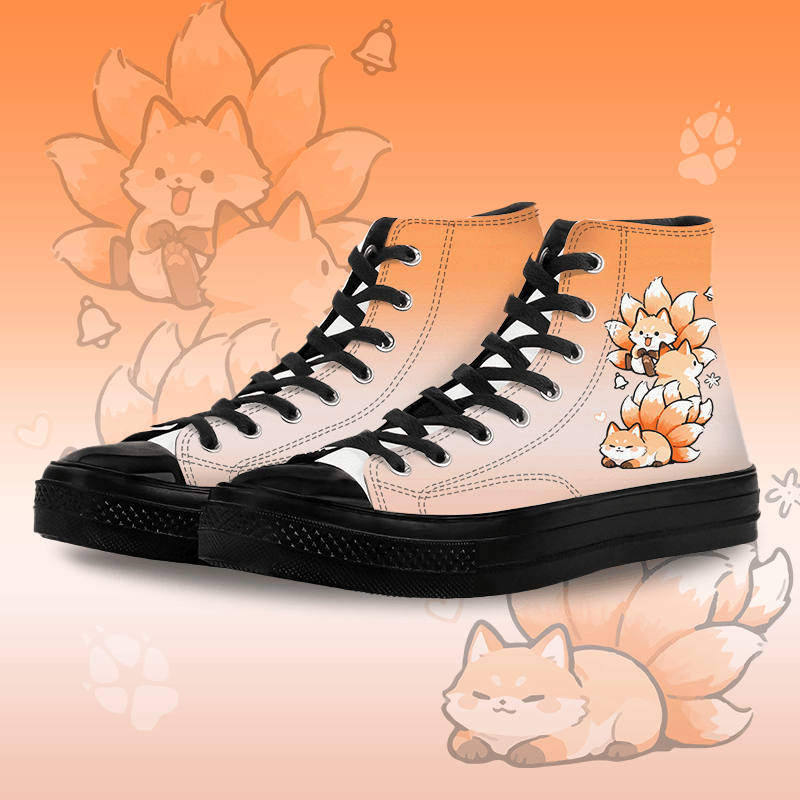 MODAKAWA Gradient Nine-tailed Fox Graphic High Top Canvas Schuhe - Black A - 45 - image 3