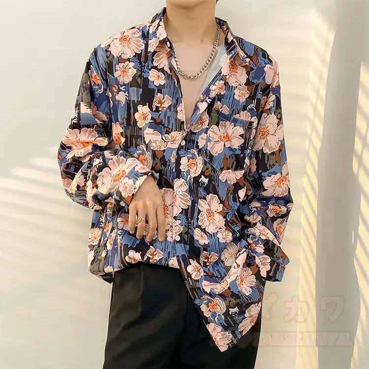 Herren-Langarmhemd mit Vintage-Print und Knopfleiste - Mehrfarbig N - 3XL - image 15