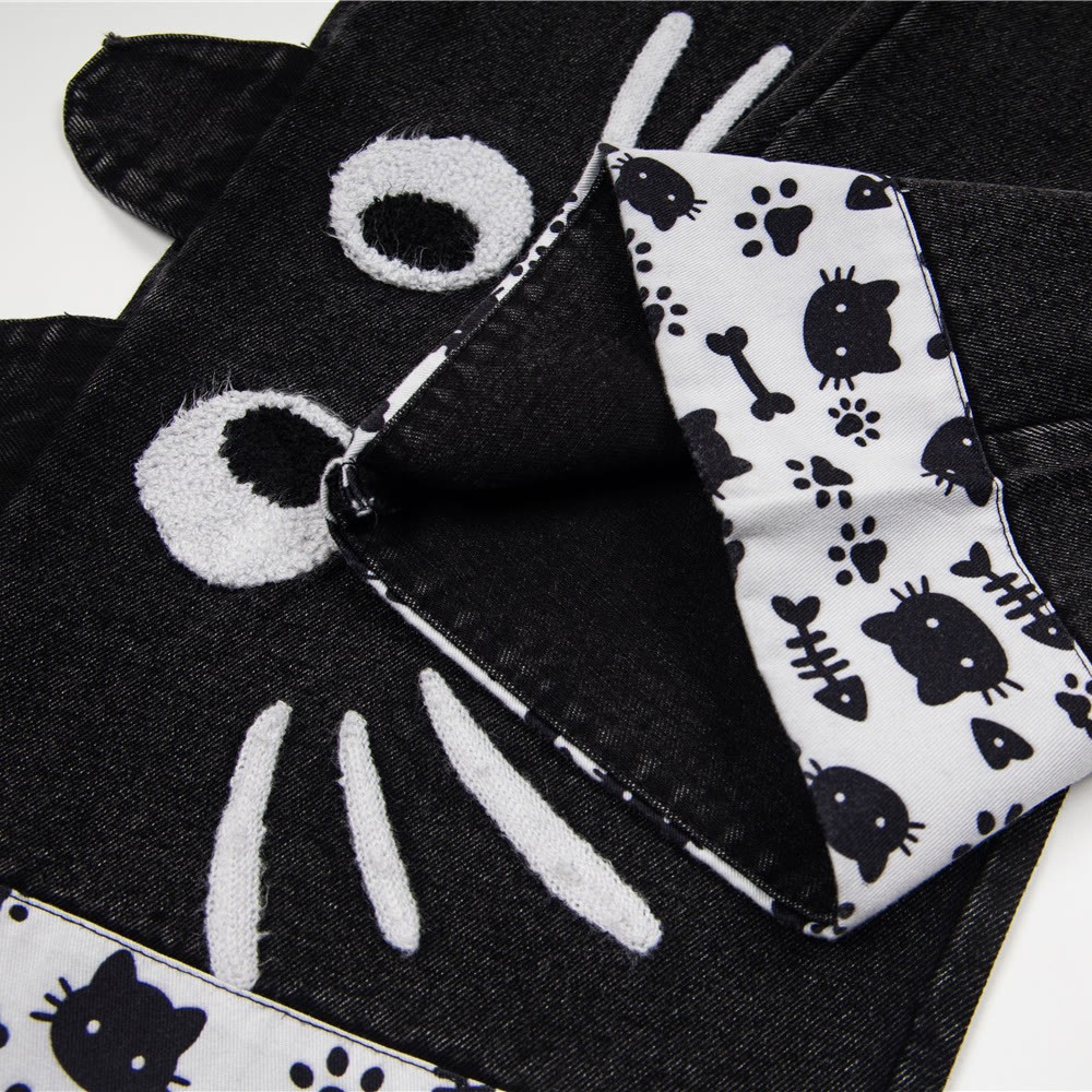 Lässige lange Hose mit Vintage-Katzenstickerei - image 8