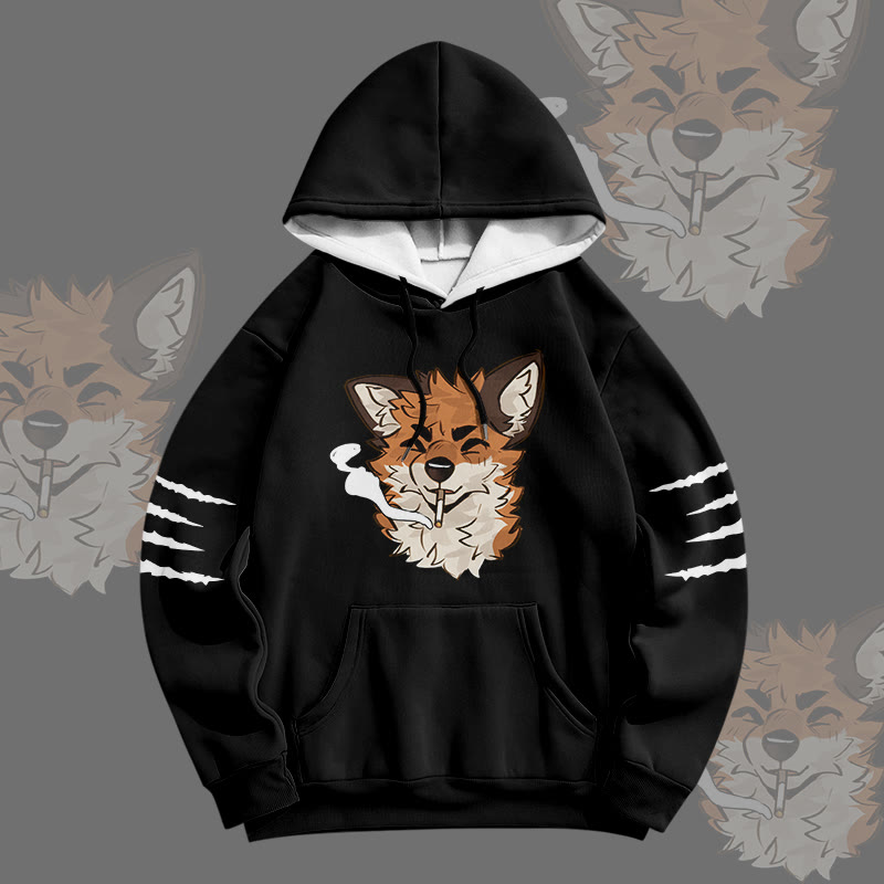 MODAKAWA X atka Fox Smoking Graphic All Over Print Pullover Hoodie - image 5