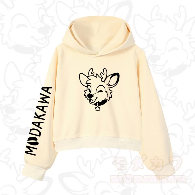 MODAKAWA Baumwoll-Hoodie mit Hundemotiv (kurzer Schnitt) - Gelb - 3XL - image 9