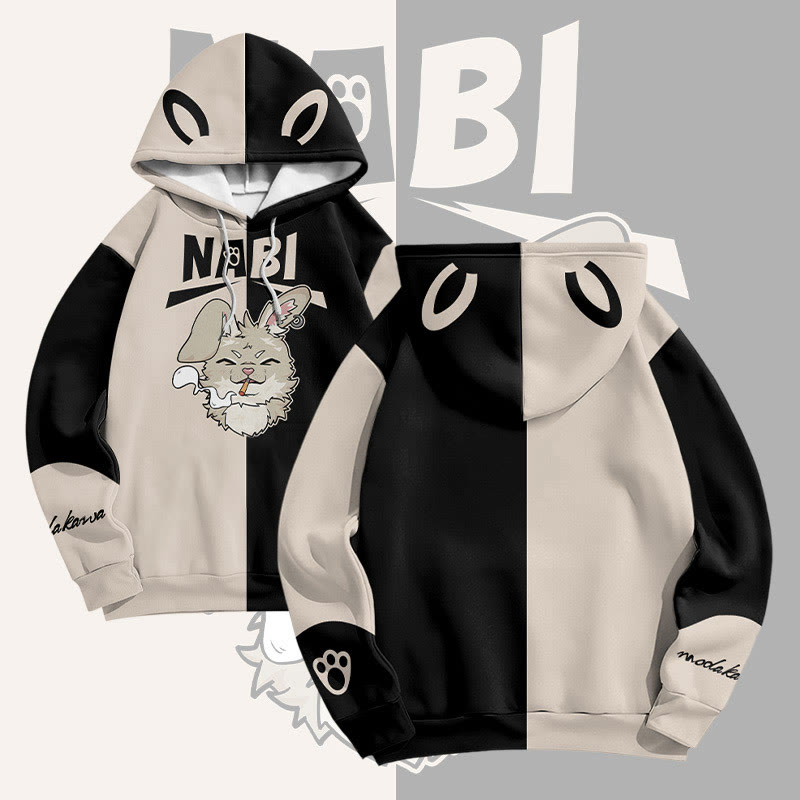MODAKAWA NABI Pullover-Hoodie mit Allover-Print und Raucherhasen-Grafik - Camel - 6XL - image 3