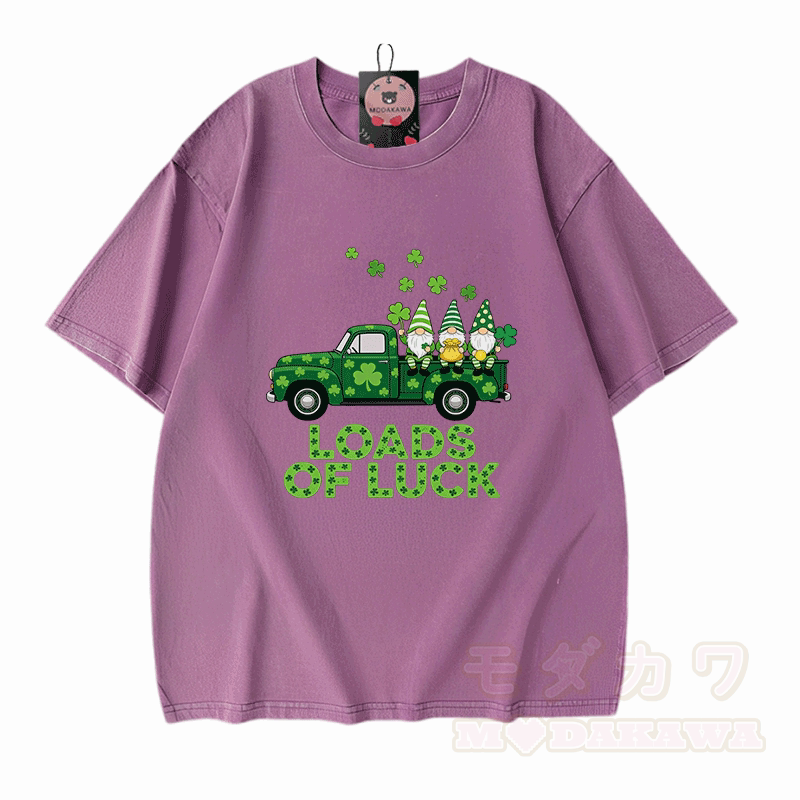 St. Pakrit-Tag – VIEL GLÜCK! Modakawa Vintage-T-Shirt aus 100 % Baumwolle mit Glücksgrafik. - Lila - 5XL - image 6