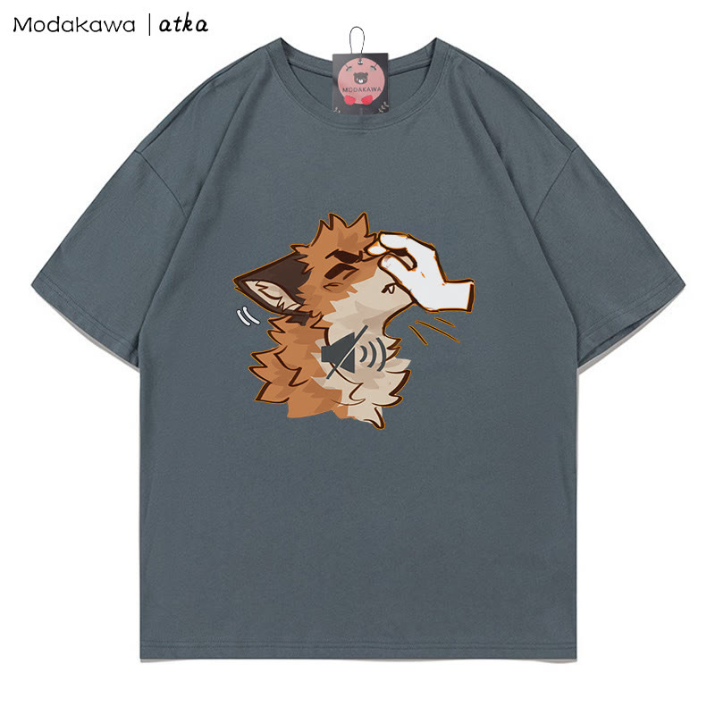 MODAKAWA X atka "Shhh" Fox Graphic T-Shirt - Grey - 5XL - image 8