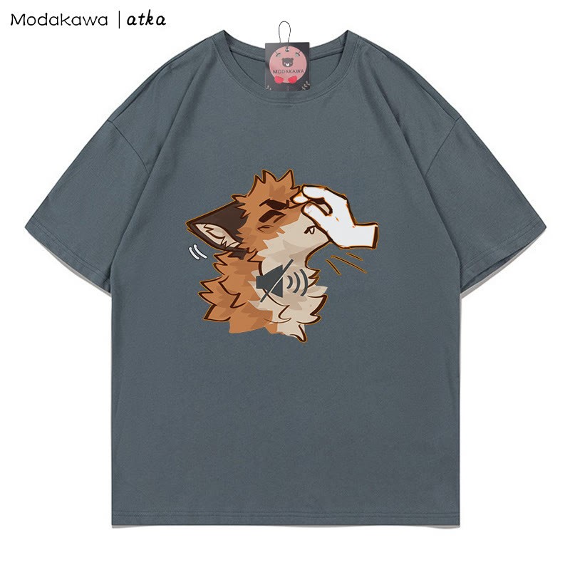 MODAKAWA X atka "Shhh" Fox Graphic T-Shirt - Grey - 5XL - image 8