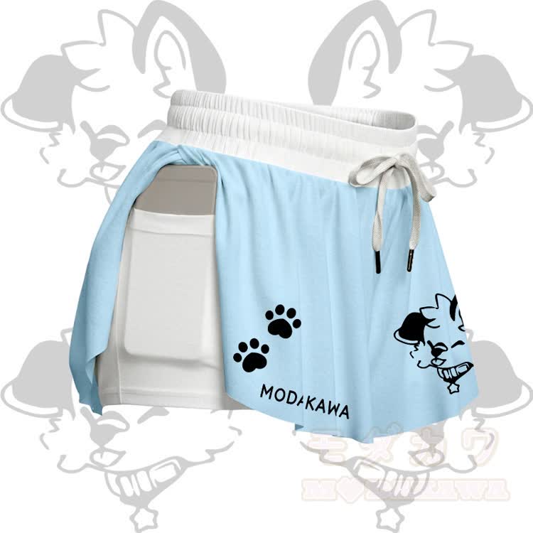 MODAKAWA X popipeko Zunge-raus-Welpen-Grafik Crop Tank Top Sport Top Rock Bikini passendes Outfit - Blauer Rock - 4XL - image 10