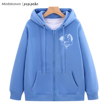 MODAKAWA X popipeko Kapuzenpullover mit Reißverschluss und Welpen-Print - Blue - 5XL - image 5