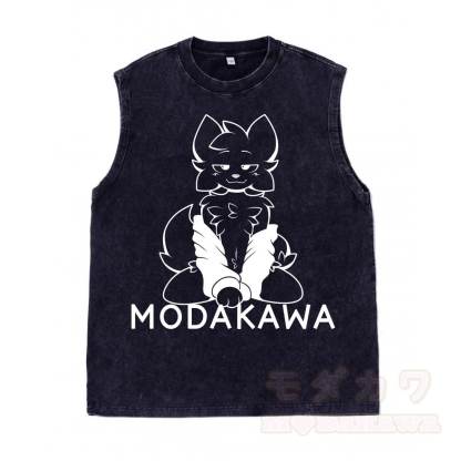 MODAKAWA X zarckets Anime Fox Graphic Unisex Vintage Washed Sleeveless T-shirt - Schwarz - 2XL - image 3