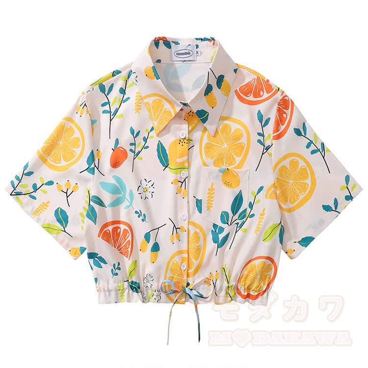 Kurzarmhemd mit Vintage-Print und Knopfleiste - Mehrfarbig K - L - image 12