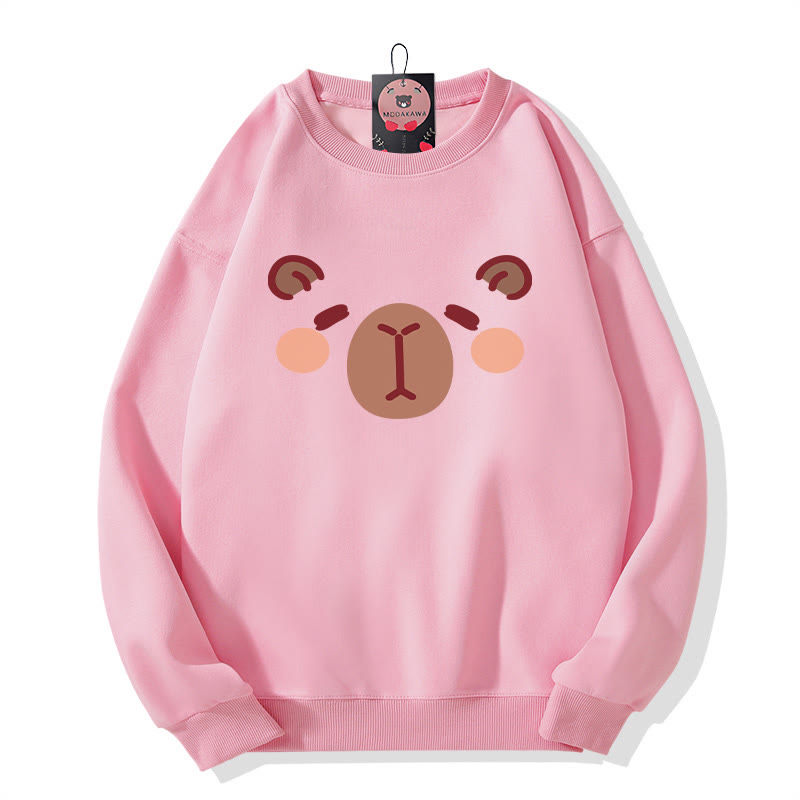 Sweatshirt mit Capybara-Print und Rundhalsausschnitt - Pink - 5XL - image 4