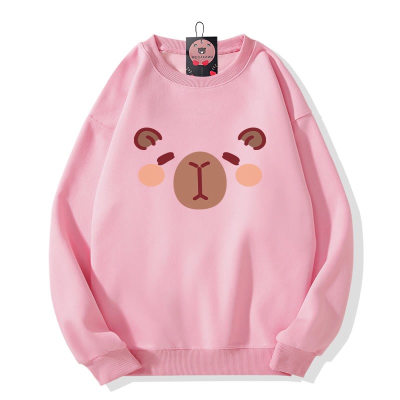 Sweatshirt mit Capybara-Print und Rundhalsausschnitt - Pink - 5XL - image 4