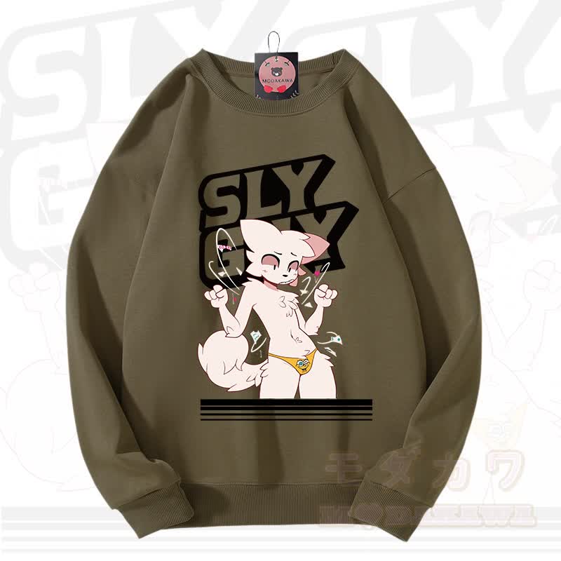 MODAKAWA X zarckets SLY GUY Fuchs Grafik Unisex Sweatshirt - Armeegrün - 3XL - image 11