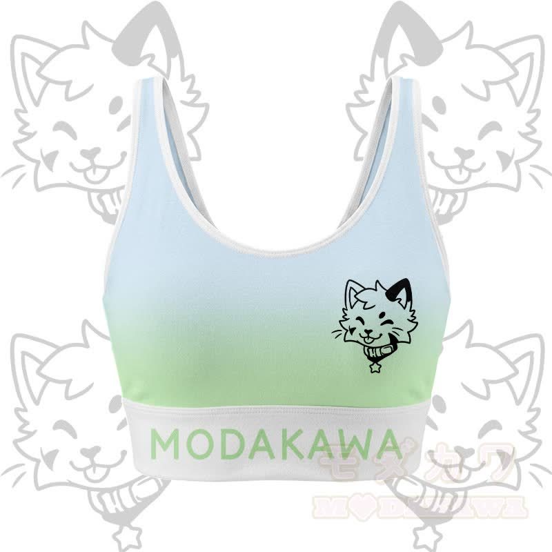 MODAKAWA X popipeko Kitty Graphic Crop Tank Sport Top Skirt Matching Outfit - Blau & Grün Top - 2XL - image 5