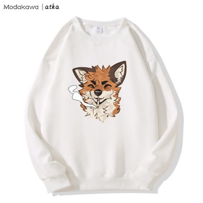 MODAKAWA X atka Fox Smoking Graphic Rundhals-Sweatshirt - White - 5XL - image 4