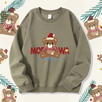 MODAKAWA Unisex-Sweatshirt mit Weihnachtsbär-Motiv - Light Khaki B - 5XL - image 7