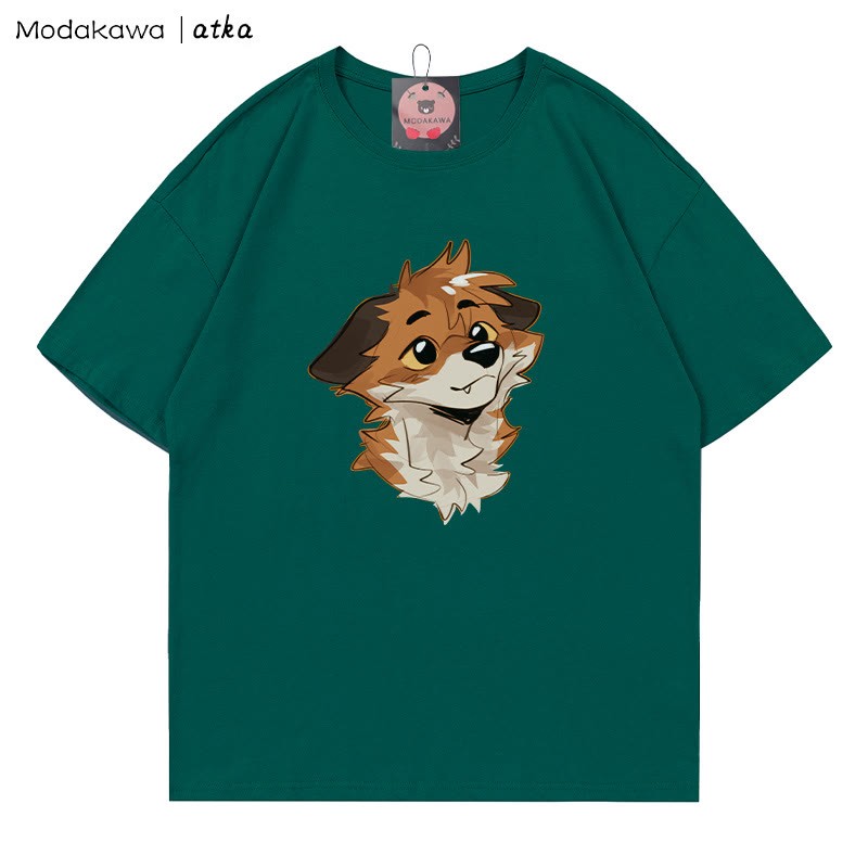 MODAKAWA X atka Anticipating Fox Grafik-T-Shirt - Olive Green - 5XL - image 4