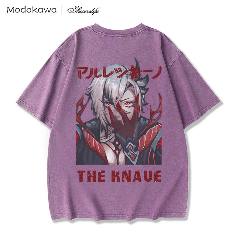 MODAKAWA X Shionslife – The Knave – Gewaschenes T-Shirt aus 100 % Baumwolle - Purple - 5XL - image 4