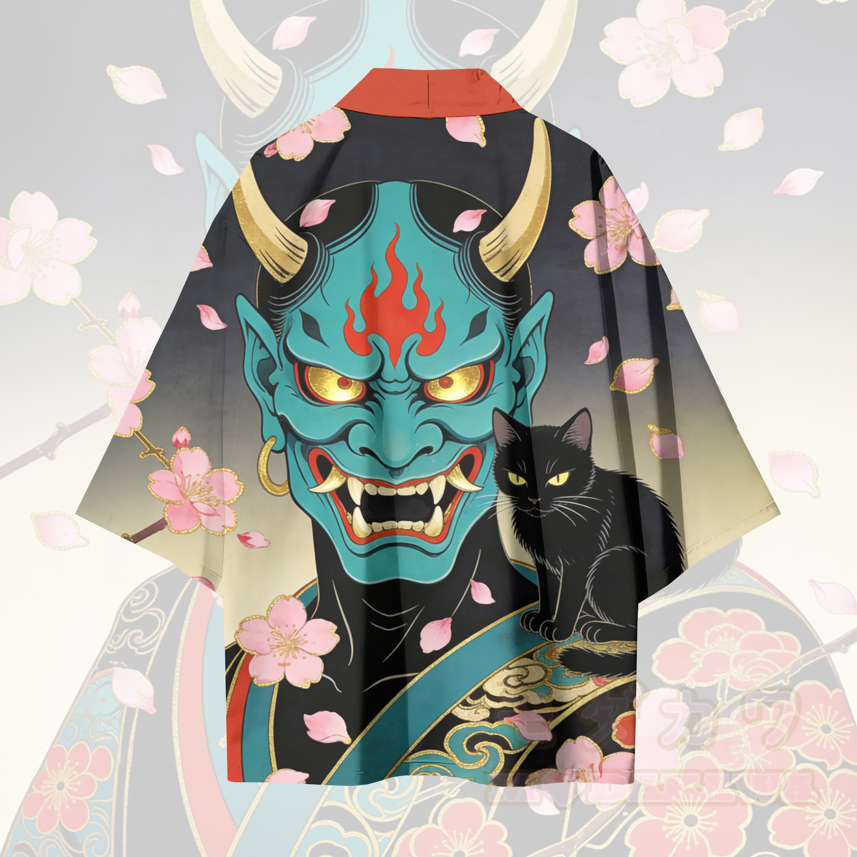 Prajna Cat Graphic Modakawa Cardigan Kimono Oberbekleidung - image 3