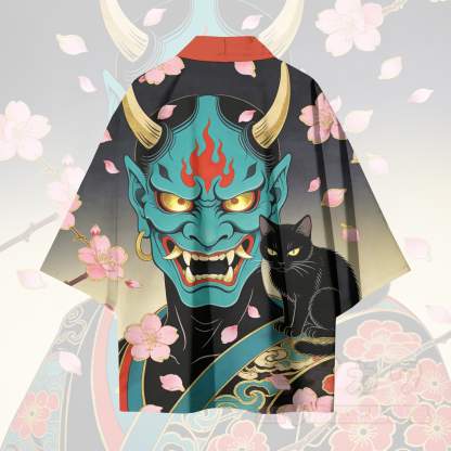 Prajna Cat Graphic Modakawa Cardigan Kimono Oberbekleidung - image 3