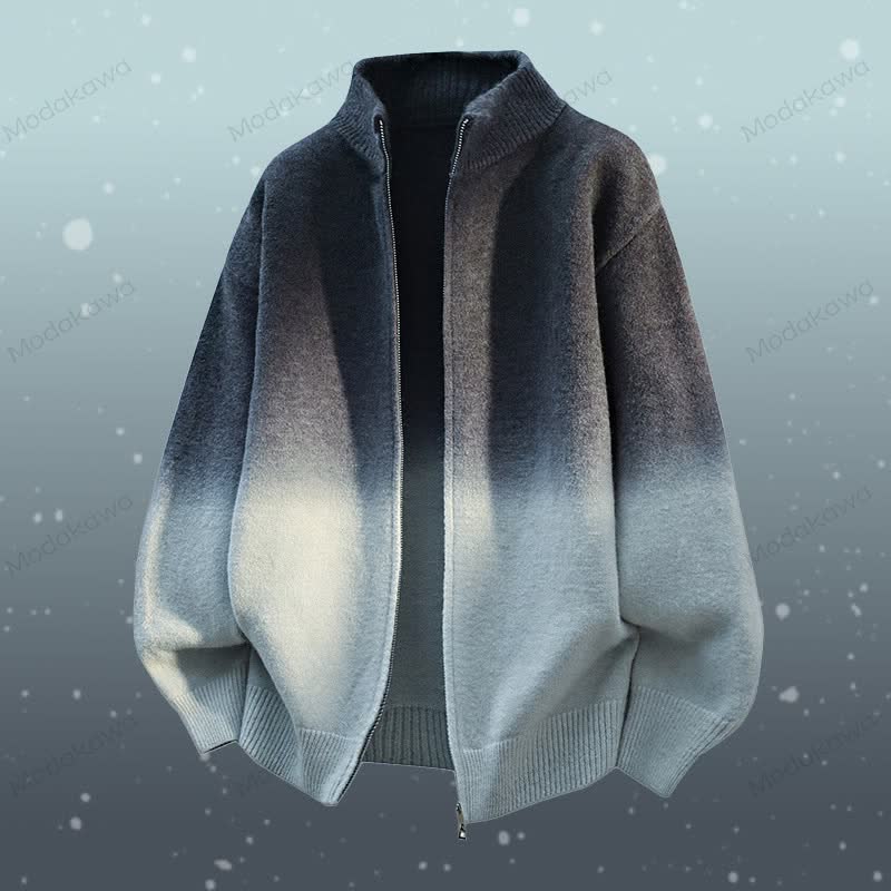 Zweiteiliges Set: Jacke mit Farbverlauf und Reißverschluss, Cordhose - Graue Jacke - 3XL - image 12