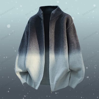 Zweiteiliges Set: Jacke mit Farbverlauf und Reißverschluss, Cordhose - Graue Jacke - 3XL - image 12