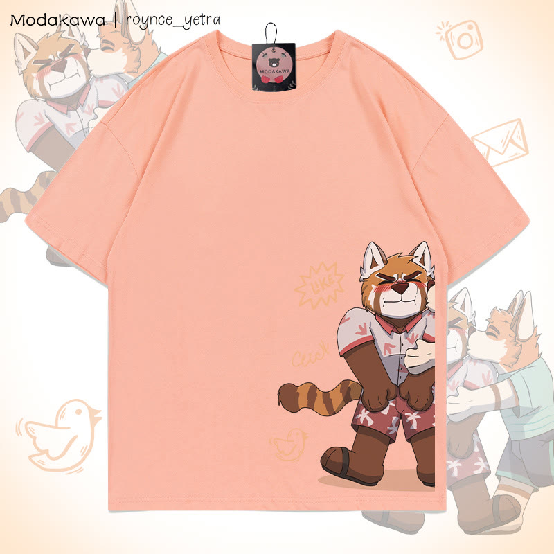 MODAKAWA X roynce_yetra Anderson Kisses Felipe Grafik-T-Shirt - Peach Felipe - 5XL - image 8