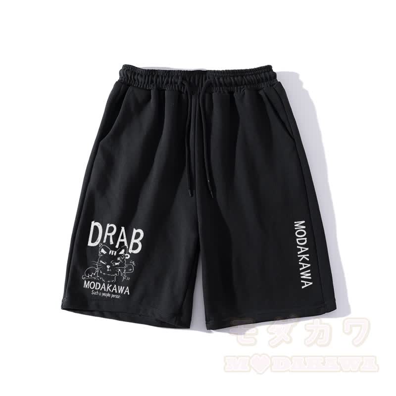 MODAKAWA DRAB Shorts mit Grumpy-Cat-Grafik - Schwarz - 5XL - image 3