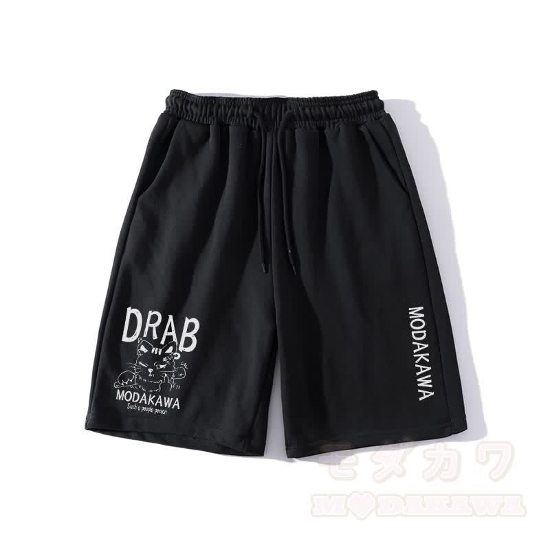 MODAKAWA DRAB Shorts mit Grumpy-Cat-Grafik - Schwarz - 5XL - image 3