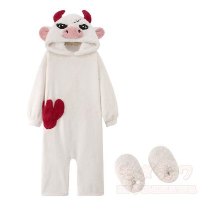 Kuh-Plüsch-Kapuzen-Einteiler-Schlafanzug - Pyjama + Schuhe - 2XL - image 3