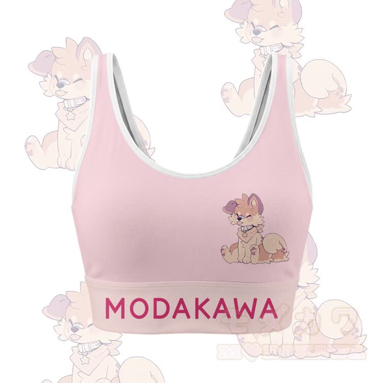 MODAKAWA X popipeko Zunge-raus-Welpen-Grafik Crop Tank Top Sport Top Shorts Bikini passendes Outfit - Rosa Top - 5XL - image 6