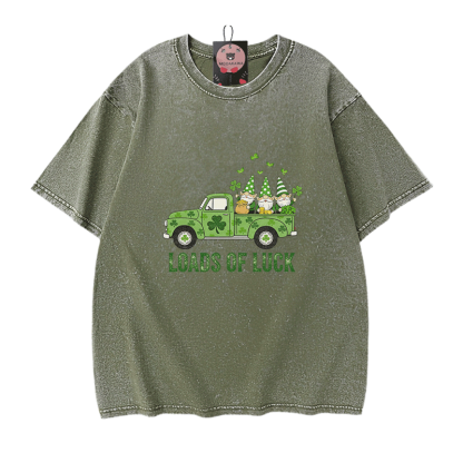 VIEL GLÜCK St. Pakrit's Day Autografik Modakawa Vintage gewaschenes T-Shirt aus 100% Baumwolle - Green - 5XL - image 8