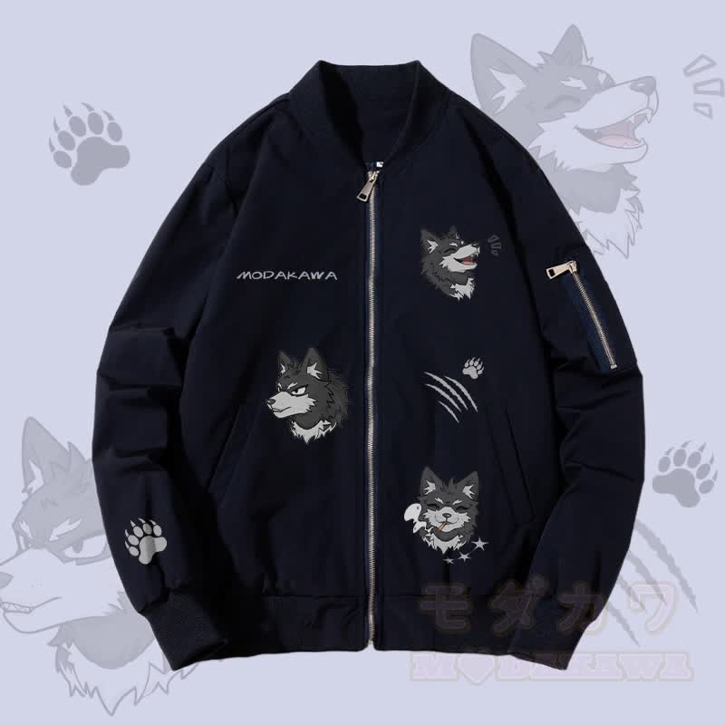 MODAKAWA Lustige Welpen-Grafik-Jacke mit Reißverschluss - Verdickt - Purpurblau - 4XL - image 3