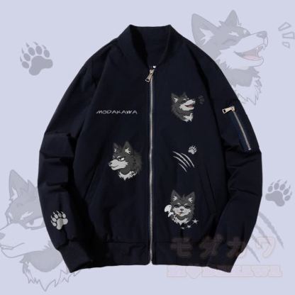 MODAKAWA Lustige Welpen-Grafik-Jacke mit Reißverschluss - Verdickt - Purpurblau - 4XL - image 3