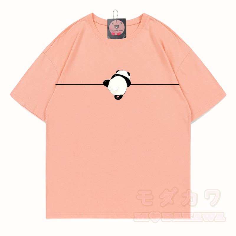 MODAKAWA Panda Grafik T-Shirt aus 100 % Baumwolle - Pfirsich - 5XL - image 11