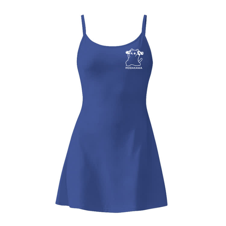 Minimalistisches Modakawa-Trainingskleid mit Farbverlauf und versteckten Taschen für Tennis-Shorts mit Katzenmotiv und Farbverlauf - Dark Blue - 2XL - image 4