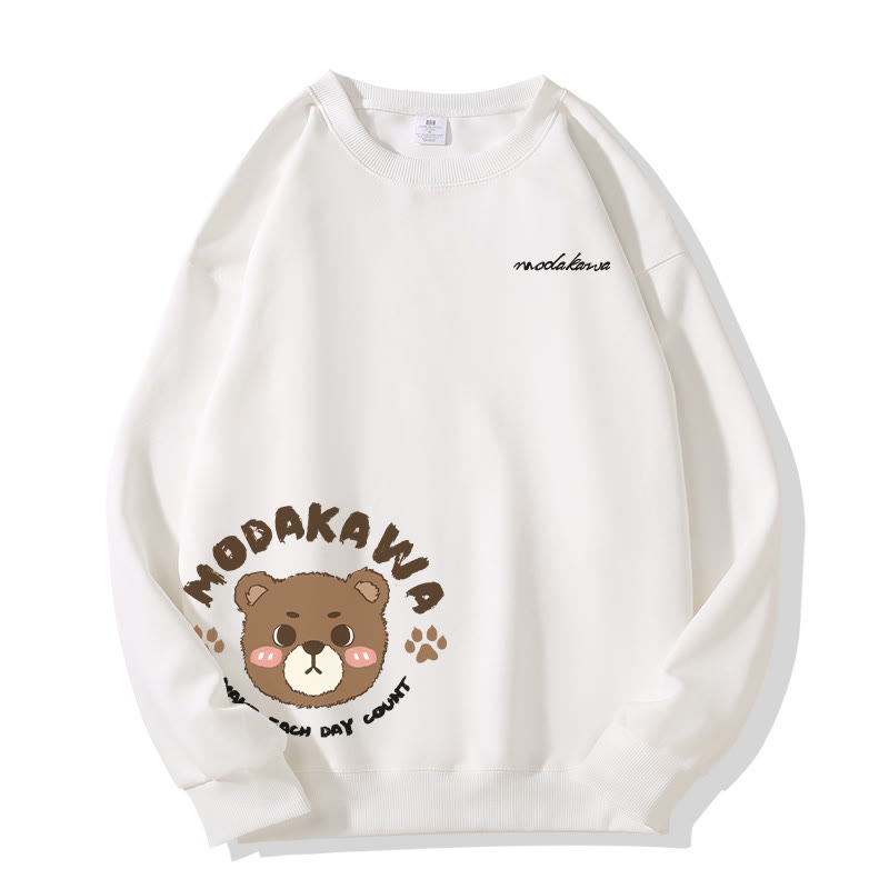 MODAKAWA Unisex Streetwear Sweatshirt mit niedlichem Bärenmotiv - White - 5XL - image 2