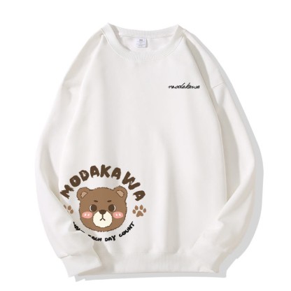 MODAKAWA Unisex Streetwear Sweatshirt mit niedlichem Bärenmotiv - White - 5XL - image 2