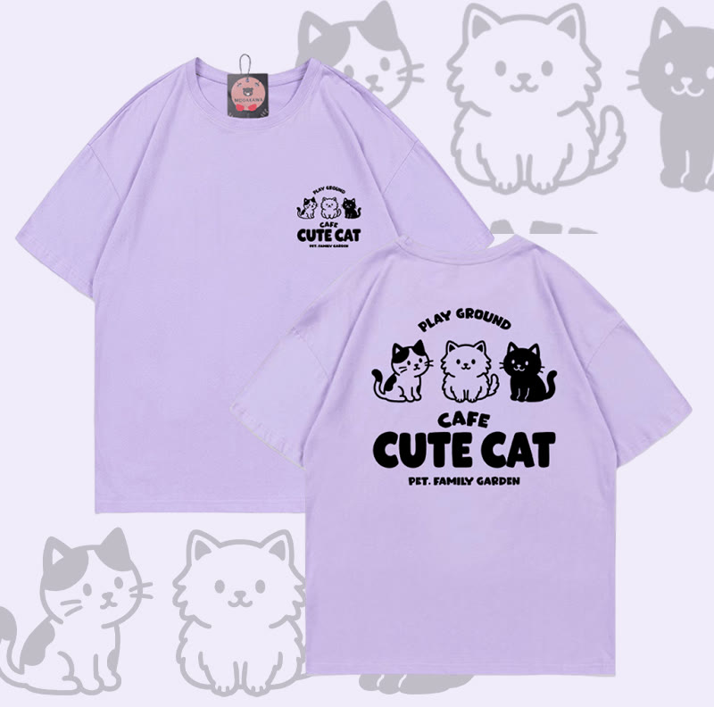 Modakawa T-Shirt mit niedlichem Katzenmotiv aus 100 % Baumwolle - Purple - 5XL - image 5
