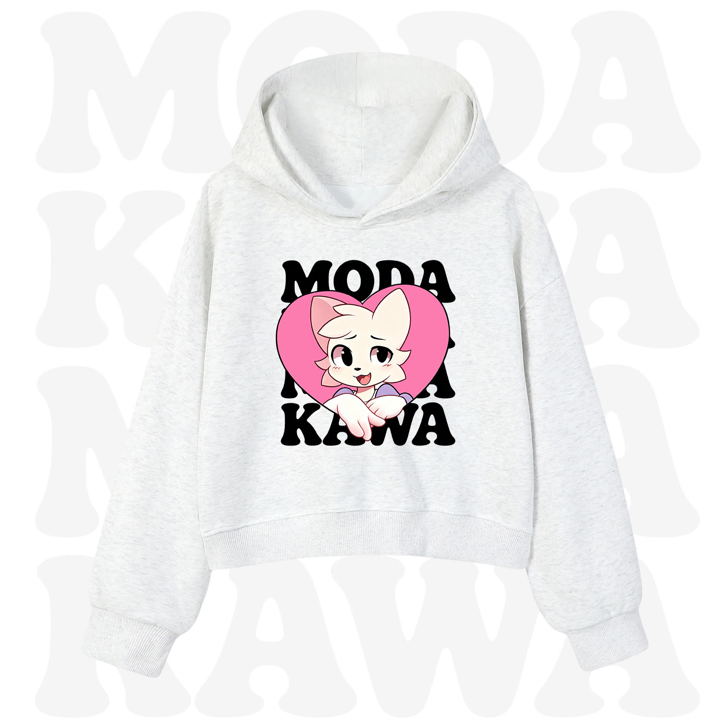  MODAKAWA X zarckets Anime Fuchs Herz Grafik Hoodie Sweatshirt - Hellgrau - 3XL - image 7