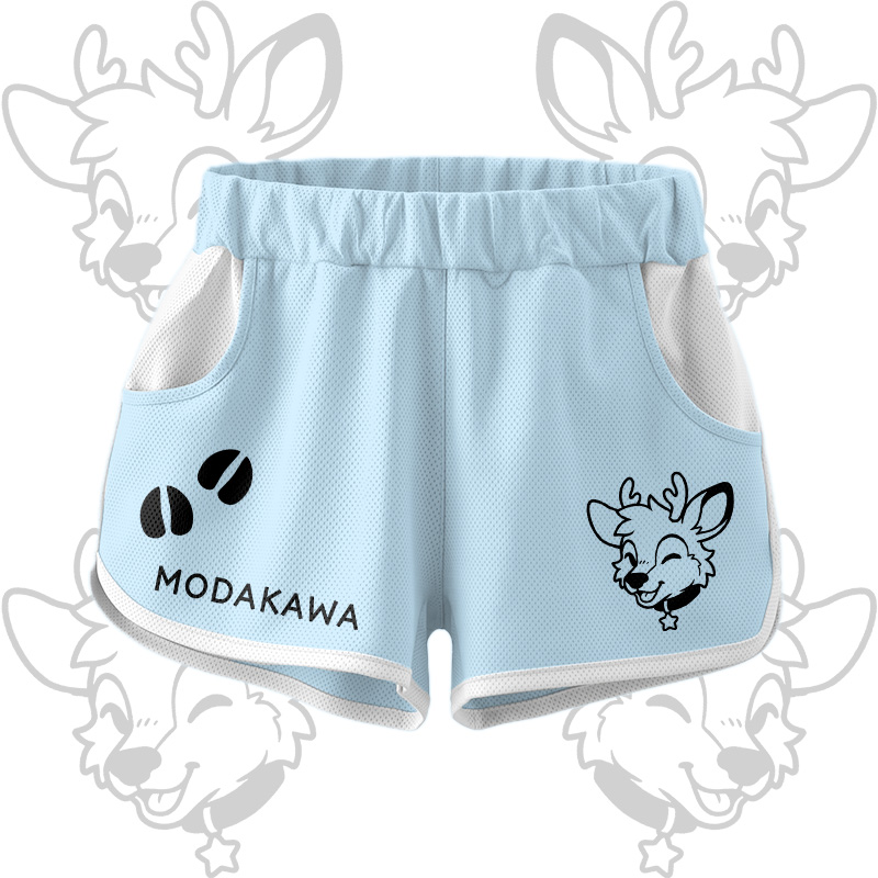 Hirsch-Grafik Crop Tank Top Sport Shorts Bikini Modakawa passendes Outfit - Blue Shorts - 5XL - image 11