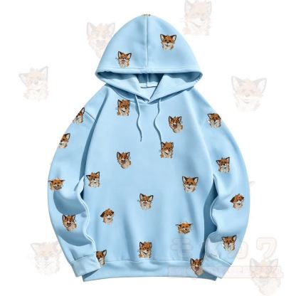 MODAKAWA Kapuzenpullover mit Cartoon-Fuchs-Allover-Print - Blau - 5XL - image 11